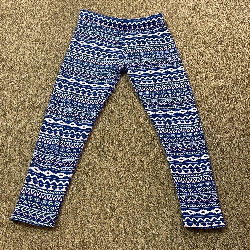 10/$50 SHOSHO Blue Patterned Kids Leggings Size Approximately 5T